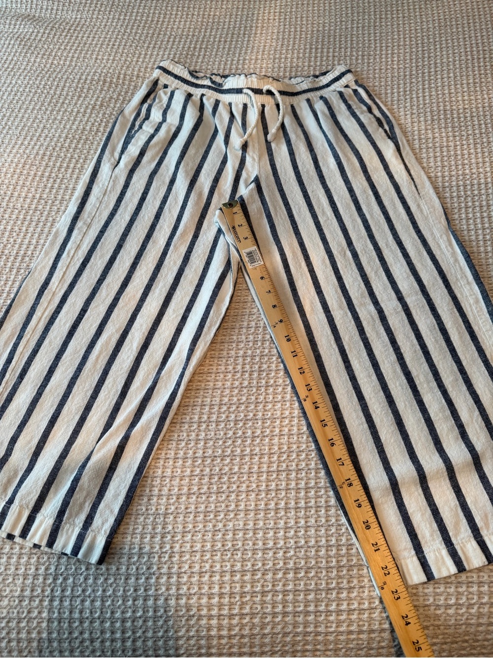 J. Crew White and Navy Striped Drawstring Pants - Picture 3 of 5